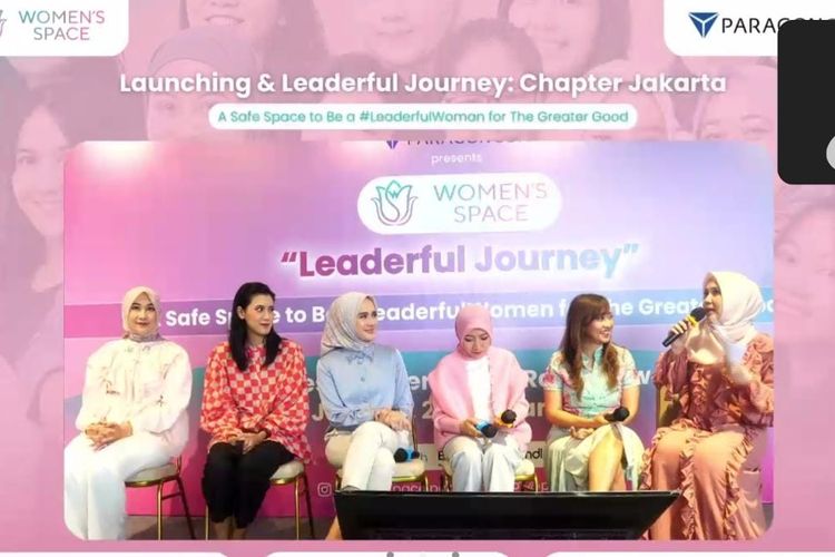 Para pembicara pada peluncuran Women's Space di Jakarta, Sabtu (28/1/2023).