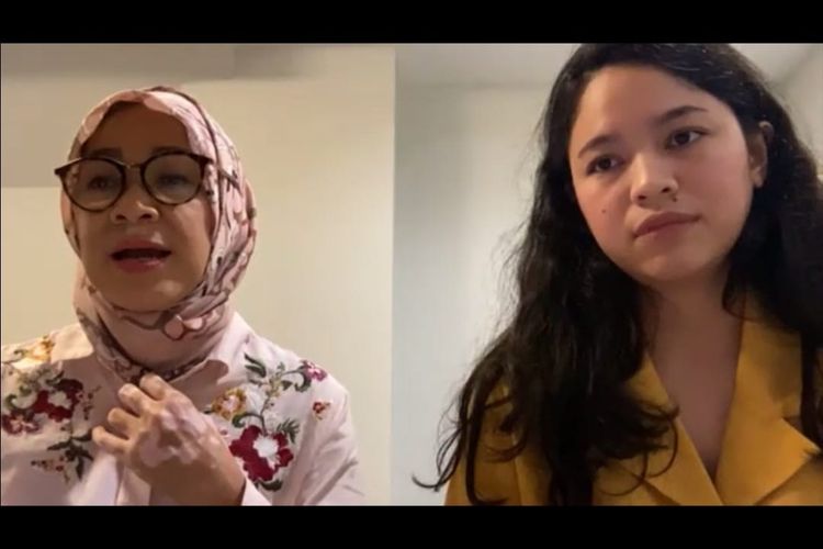 (Kiri-kanan) Ibunda artis Marshanda, Yanti Sofyan dan adik kandung, Alyssa Ramadhani dalam jumpa pers virtual via zoom, Selasa (28/6/2022).