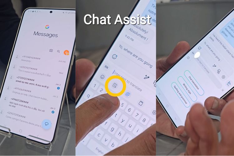 Fitur Chat Assist Galaxy AI di HP Galaxy S24 series.