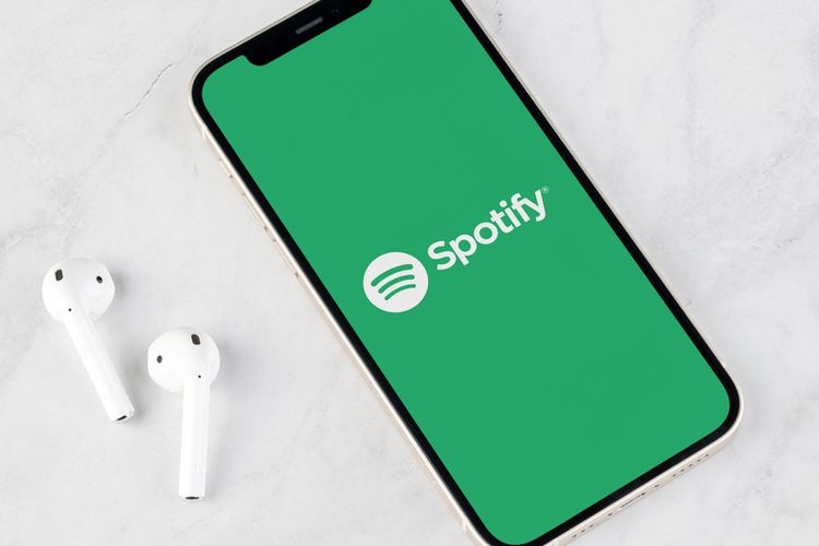 Ilustrasi layanan streaming musik dan podcast Spotify. 