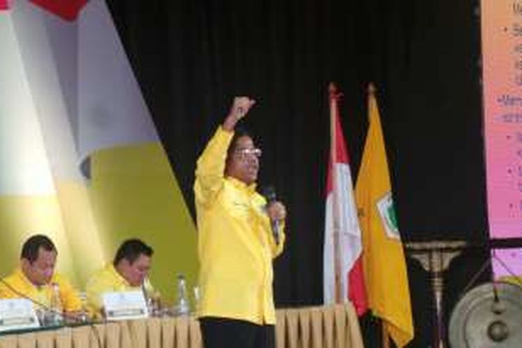 Sekjen Partai Golkar Idrus Marham saat menjadi pembicara dalam pertemuan eksekutif-legislatif Partai Golkar di Jakarta, Selasa (27/9/2016).