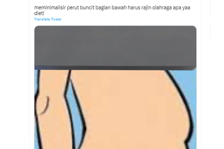 Tangkapan layar twit soal perut buncit bagian bawah