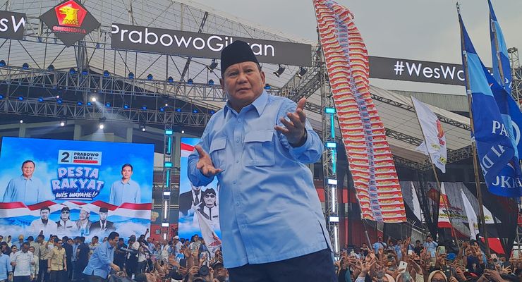Prabowo Ajak Erick Thohir, AHY, dan Bahlil Joget Saat Kampanye Sidoarjo, tapi Izin ke Kiai Dulu