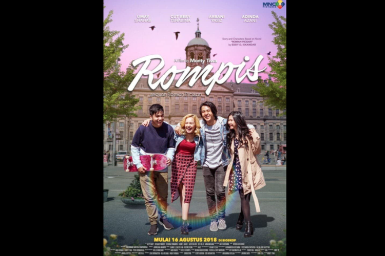 Umay Shahab, Beby Tshabina, Arbani Yasiz, dan Adinda Azani dalam poster film Rompis (2018).