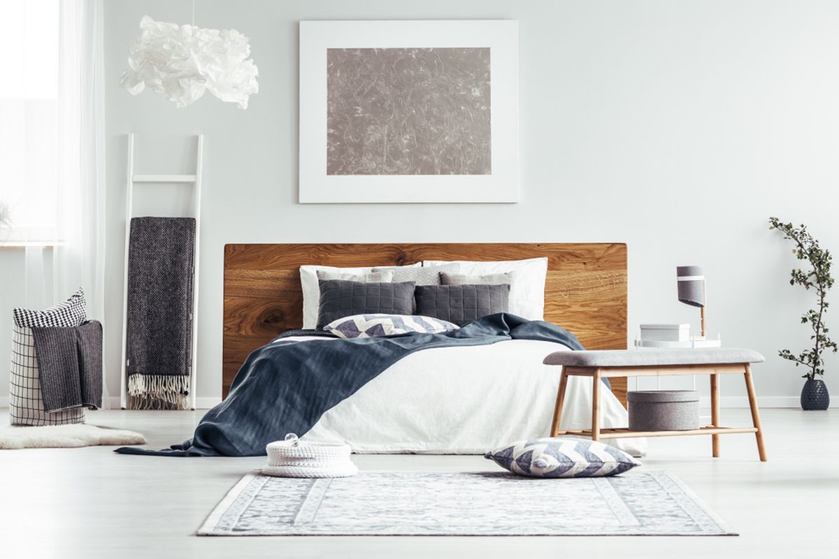 Ilustrasi kamar tidur, karpet di kamar tidur.