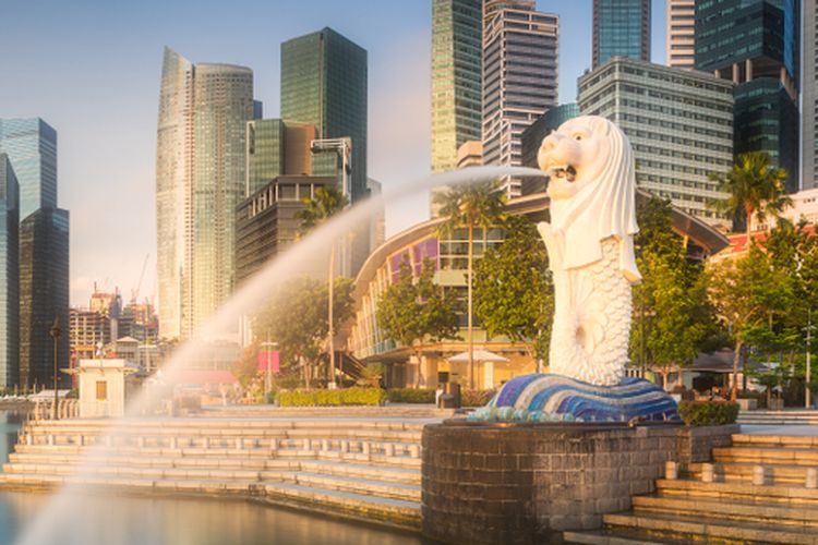 Ilustrasi patung Merlion di Singapura.