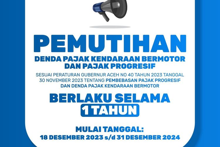 Pemutihan pajak kendaraan bermotor di Aceh. Daftar provinsi yang gelar pemutihan pajak kendaraan bermotor pada Maret 2024.