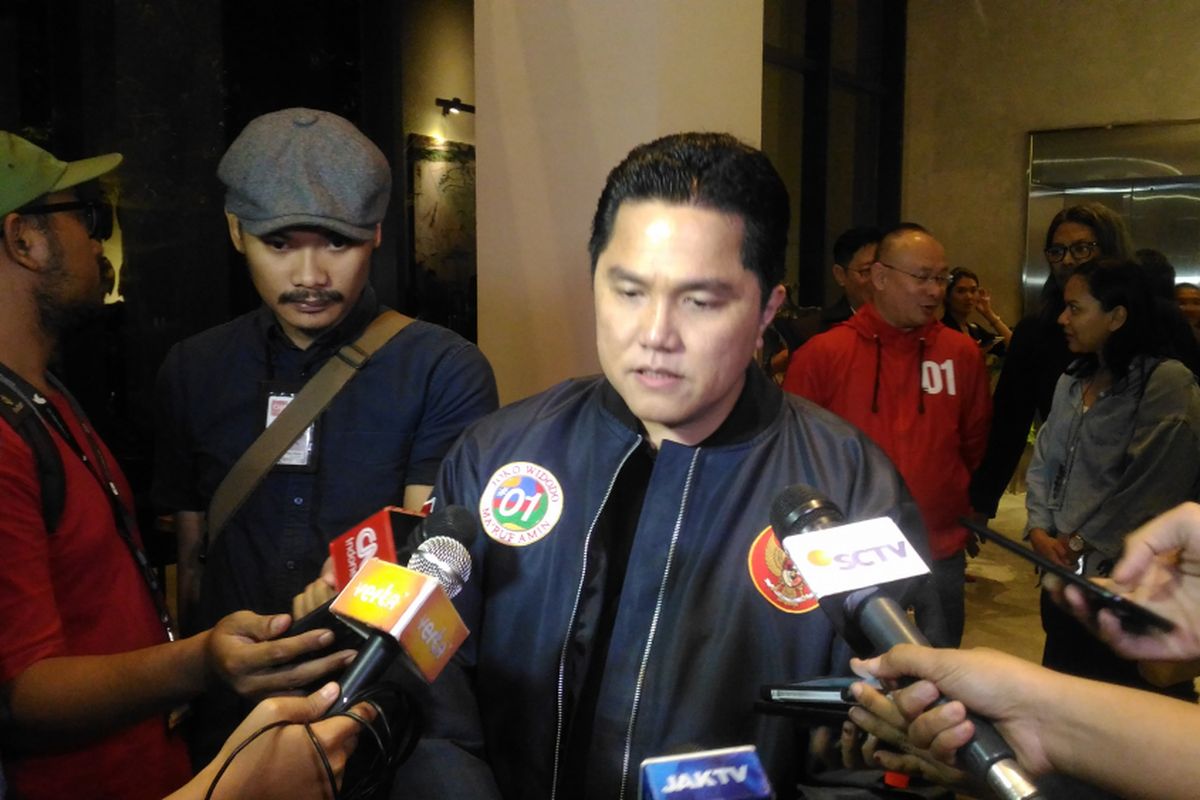 Ketua TKN Erick Thohir di kawasan Senopati, Jakarta Selatan, Rabu (27/2/2019). 