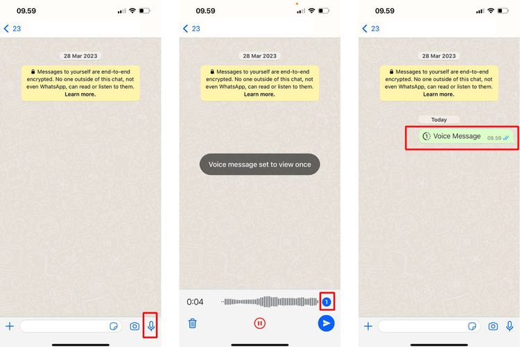 Ilustrasi cara kirim Voice Note WA sekali lihat.