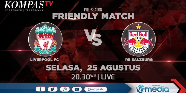 Jadwal siaran langsung laga persahabatan Liverpool vs RB Salzburg.