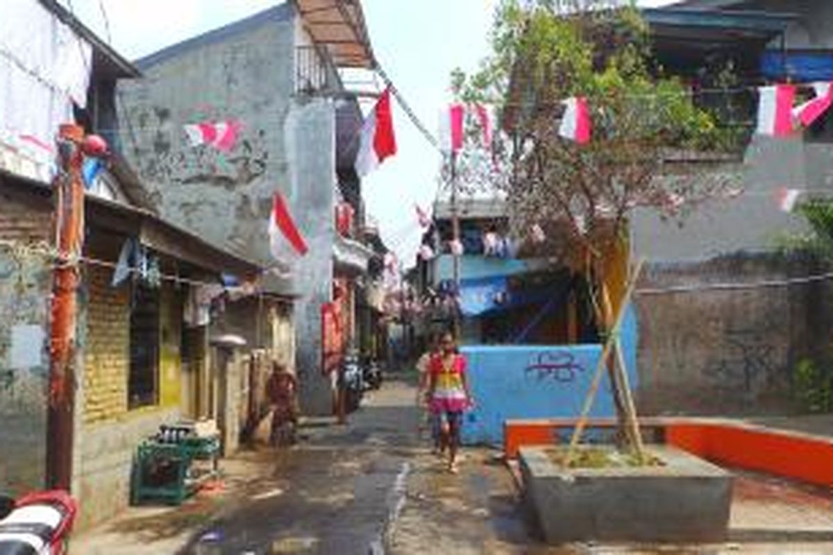 Permukiman warga Kampung Pulo di Jatinegara, Jakarta Timur. Wilayah ini terancam digusur pada Kamis (20/8/2015).