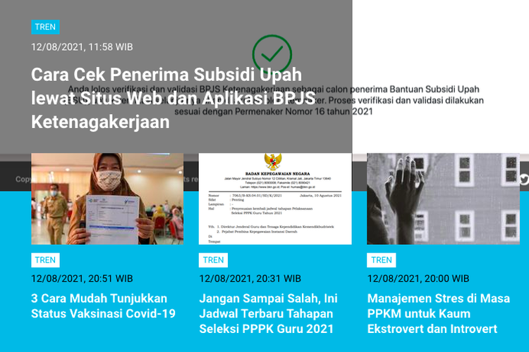 Berita Terpopuler Tren 13 Agustus 2021: Cara cek penerima bantuan subsidi gaji | Kronologi kasus dokter Richard Lee