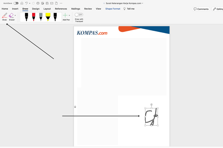 Ilustrasi cara menambahkan ttd di PDF lewat Word