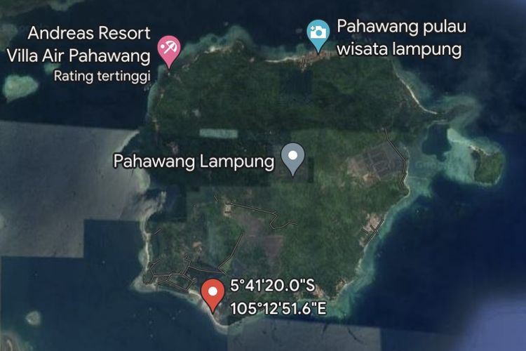 Titik koordinat lahan di Pulau Pahawang yang akan dilelang untuk recovery dana kredit macet debitur BPR Tripanca.