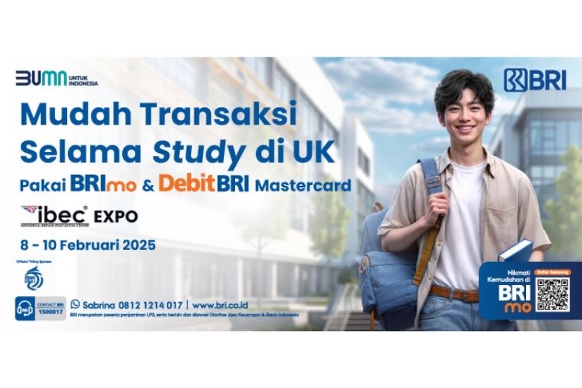 Manfaatkan layanan digital banking yang dihadirkan PT Bank Rakyat Indonesia (Persero) Tbk atau BRI, seperti BRImo dan Debit BRI Mastercard agar lebih mudah dalam mengelola keuangan selama studi di UK. 