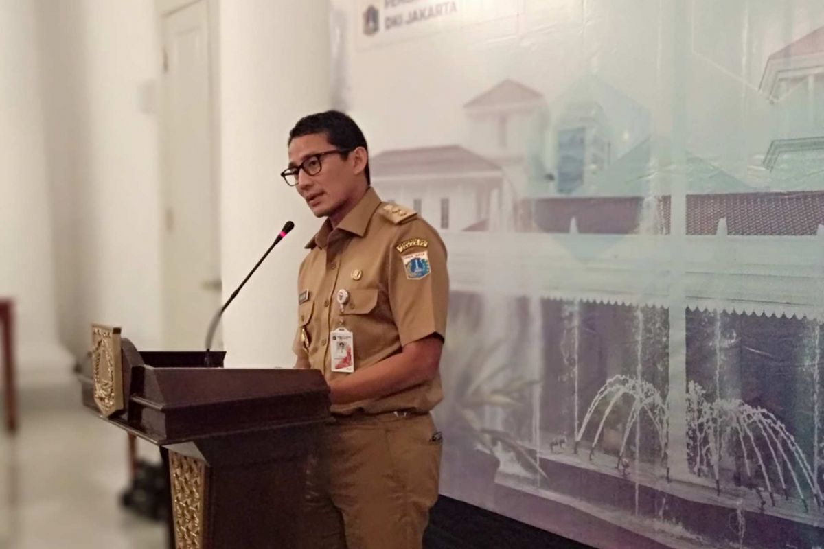 Wakil Gubernur DKI Jakarta Sandiaga Uno di Balai Kota DKI Jakarta, Selasa (13/2/2018)