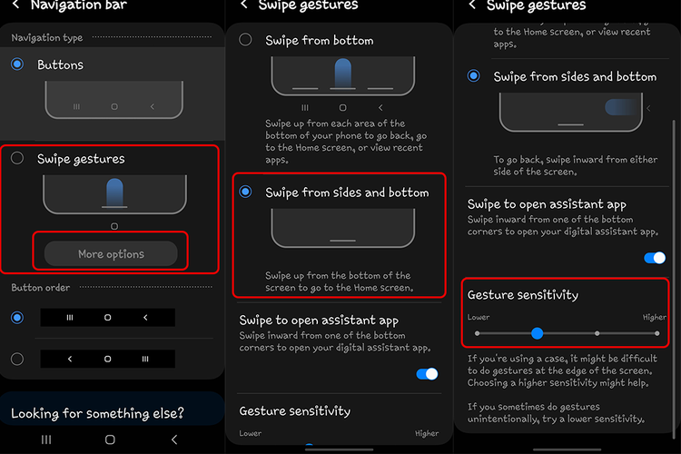 Mengatur tingkat sensitivitas dari navigation bar HP Samsung tanpa tombol