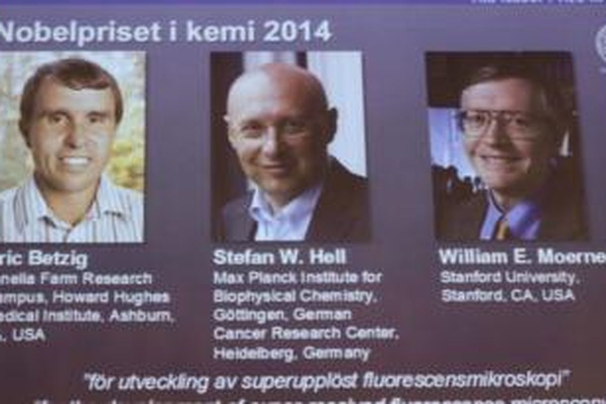 Tiga ilmuwan peraih Nobel Kimia 2014.