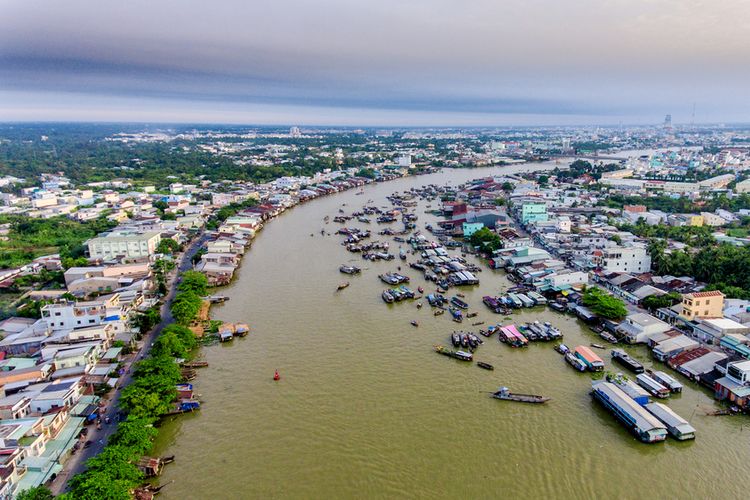 Ilustrasi Sungai Mekong di Vietnam