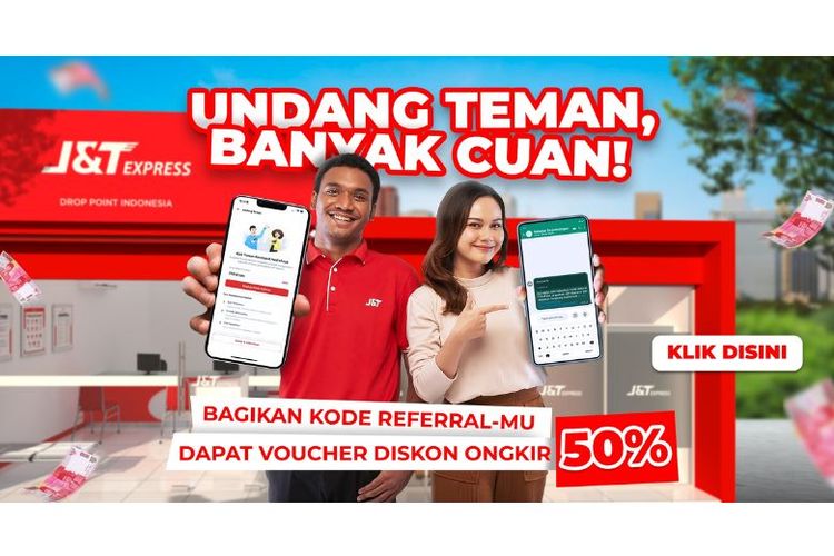 J&T Express memiliki program voucer Diskon Ongkir melalui program referral code dari aplikasi J&T Express. 