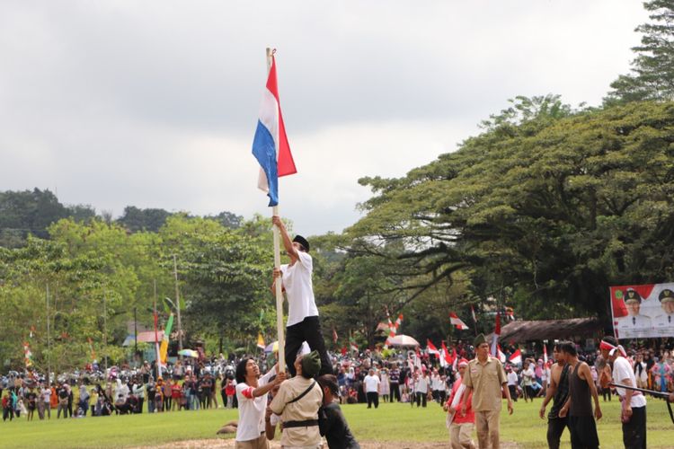 Peringatan Peristiwa Merah Putih Sangasanga di Kabupaten Kutai Kartanegara, Kalimantan Timur.