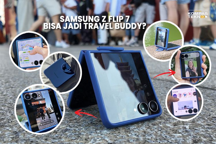 Ilustrasi Samsung Galaxy Z Flip 7 yang punya fitur-fitur unggulan pendukung traveling