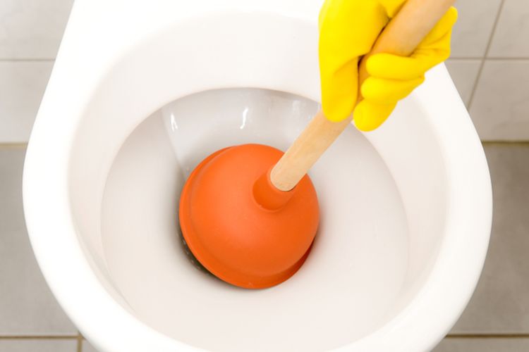 Ilustrasi kloset mampet, mengatasi kloset mampet. 