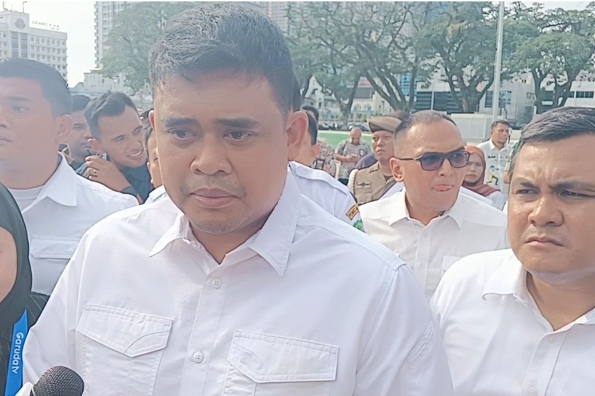 Gubernur Sumut terpilih Bobby Nasution saat diwawancarai di Lapangan Merdeka Medan, Rabu (19/2/2025)