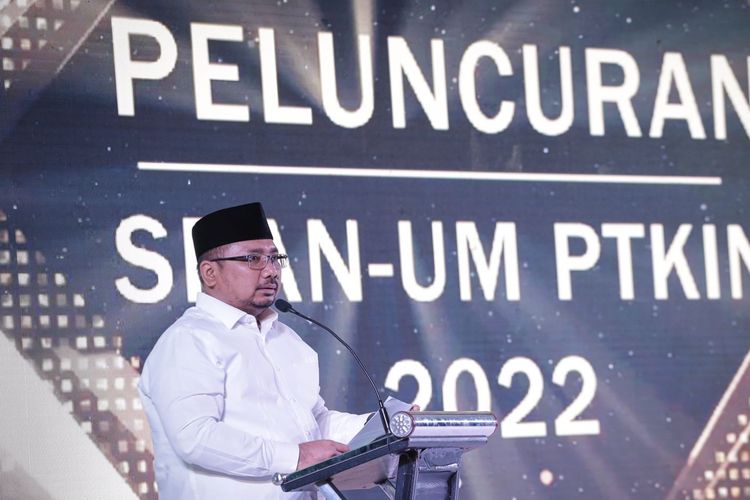 Menteri Agama (Menag) Yaqut Cholil Qoumas menghadiri peluncuran SPAN-UM PTKIN 2022.