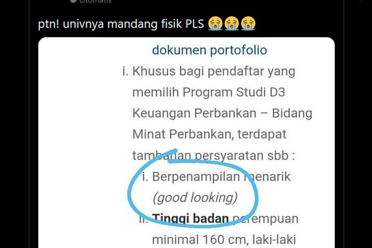 twit sola syarat god looking pada seleksi mandiri UB