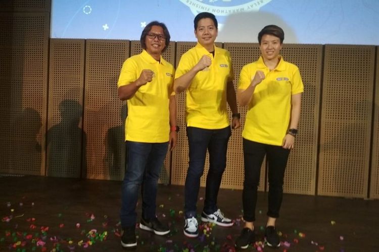 Penyelenggara dan peserta Tiket.com Kudus Relay Marathon 2019 (#TKRM2019): Didit, gaery Undrasa dan Liliyana Natsir