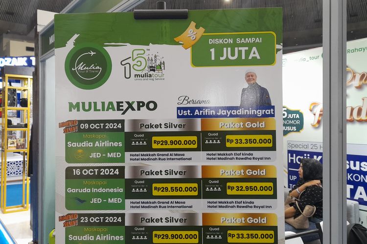 Sedikitnya 20 agen umrah dan haji hadir di Kompas Travel Fair 2024, menawarkan promo ibadah ke Tanah Suci dengan total perjalanan minimal sembilan hari.