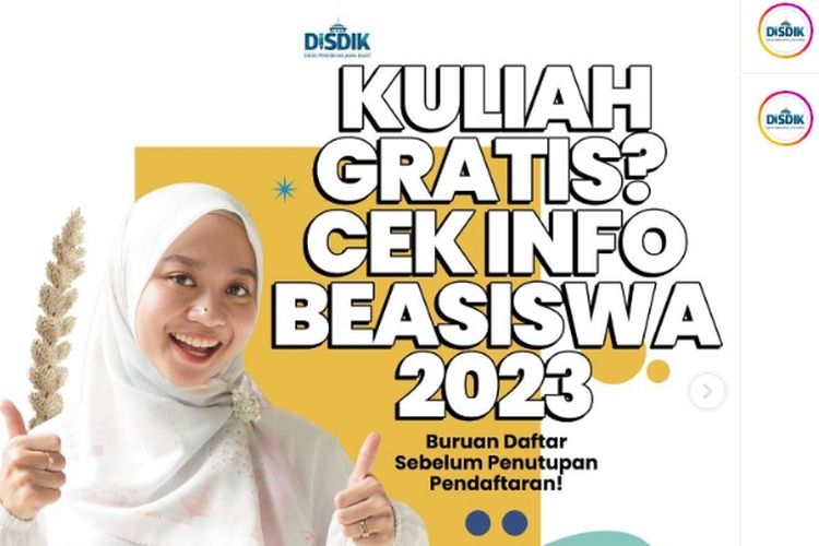 Beasiswa 2023, Tangkap Layar IG Disdik Jabar