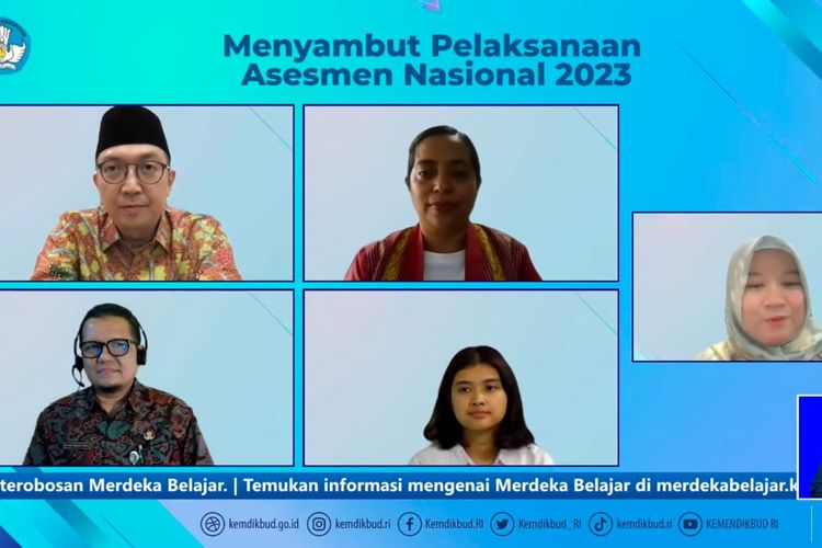 Webinar Silaturahmi Merdeka Belajar (SMB) dengan tema ?Menyambut Pelaksanaan Asesmen Nasional? pada Kamis (10/8/2023). 
