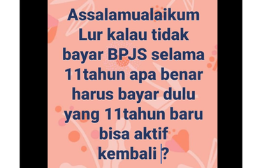 Tangkapan layar unggahan bernarasi tidak membayar iuran BPJS Kesehatan selama 11 tahun.