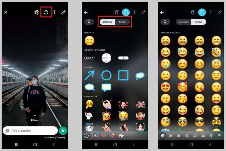 Tab Stiker dan Emoji di aplikasi WhatsApp Android