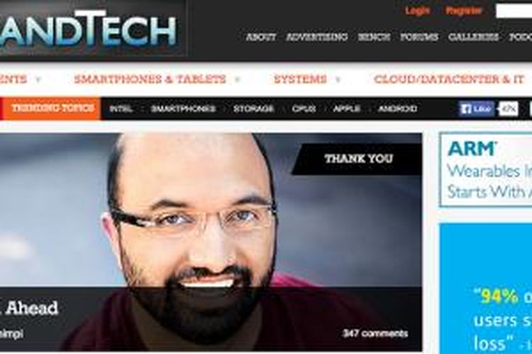 Tampilan situs AnandTech