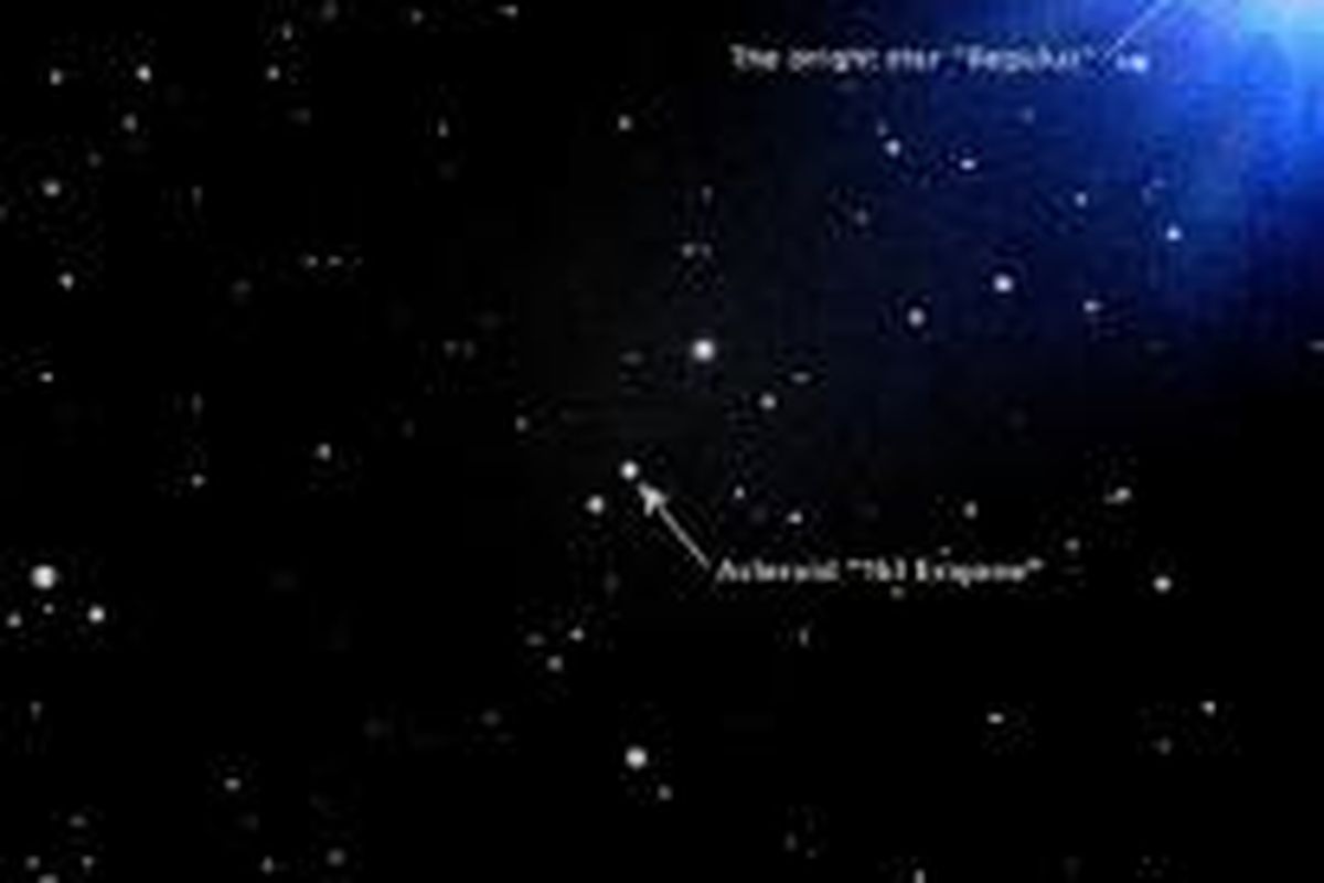 Bintang Regulus dan asteroid 163 Erigone