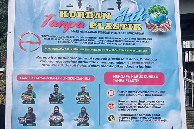 Kurangi Sampah Plastik, Pemkot Ambon Imbau Warga Bawa Wadah Saat Pembagian Daging Kurban