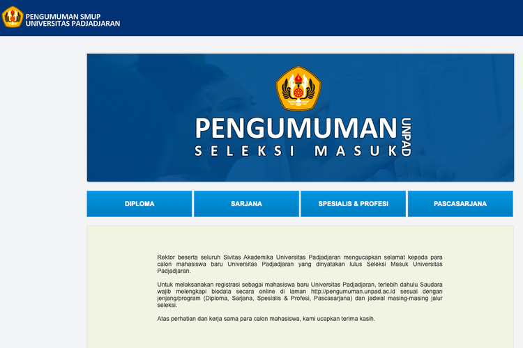 Link Dan Cara Mengecek Pengumuman Seleksi Mandiri Unpad