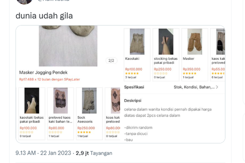 Ramai soal Jualan Pakaian Dalam Bekas Pakai di E-commerce, Psikolog Singgung “Fetish”