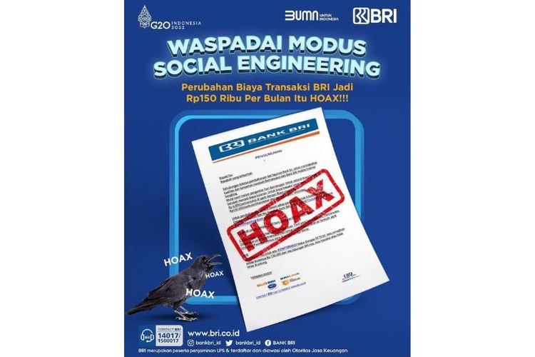 Jika nasabah BRI menerima pesan singkat yang mencurigakan, dapat langsung menghubungi pihak BRI di nomoer 14017 atau 1500017. 

