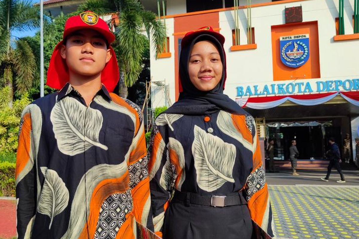 Sulthan dan Sharlin, perwakilan paskibraka untuk upacara HUT Kemerdekaan RI ke-78 tingkat Provinsi Jawa Barat, Senin (31/7/2023). 