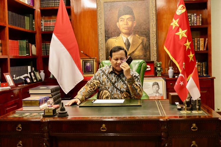 Capres pemenang Pilpres 2024 Prabowo Subianto mendapatkan telefon dari Presiden Turki Recep Tayyip Erdogan, Senin (8/4/2024). 