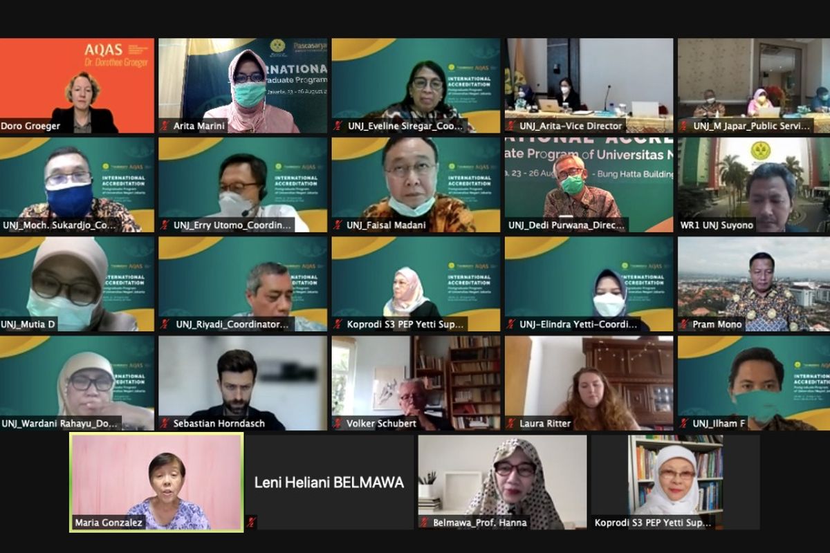 Delapan prodi pascasarjana Universitas Negeri Jakarta (UNJ) memperoleh Akreditasi Internasional AQAS (The Agency for Quality Assurance through Accreditation of Study Programs) pada Cluster 1 atau Cluster Education Sciences (16/12/2021).