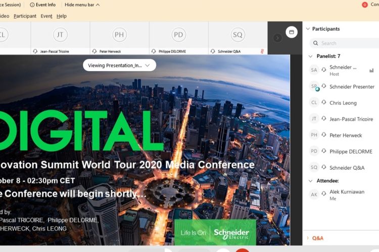 Tangkapan layar acara Innovation Summit World Tour 2020.