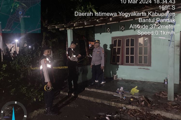 Lokasi ledakan yang diduga berasal dari mercon di Pandak, Bantul. Minggu (10/3/2024) malam