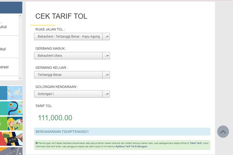 Ilustrasi cara cek tarif tol di website BPJT. Masyarakat dapat dengan mudah melihat berapa total tarif tol yang akan dikeluarkan.