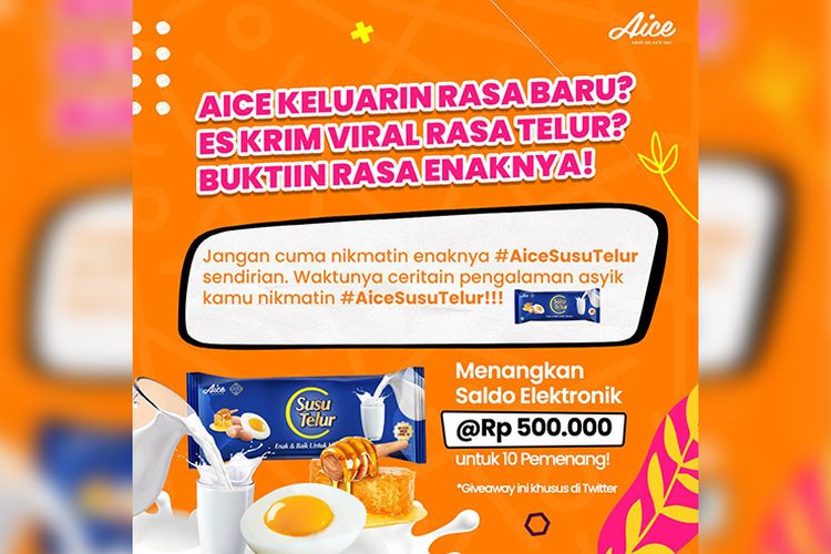 Aice Susu Telur, varian es krim yang sedang viral di jagat Twitter mengadakan giveaway menarik 