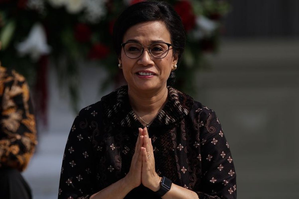 Kemenkeu, Sri Mulyani, sebelum pelantikan kabinet Jokowi di Jakarta, Rabu (23/10/2019).